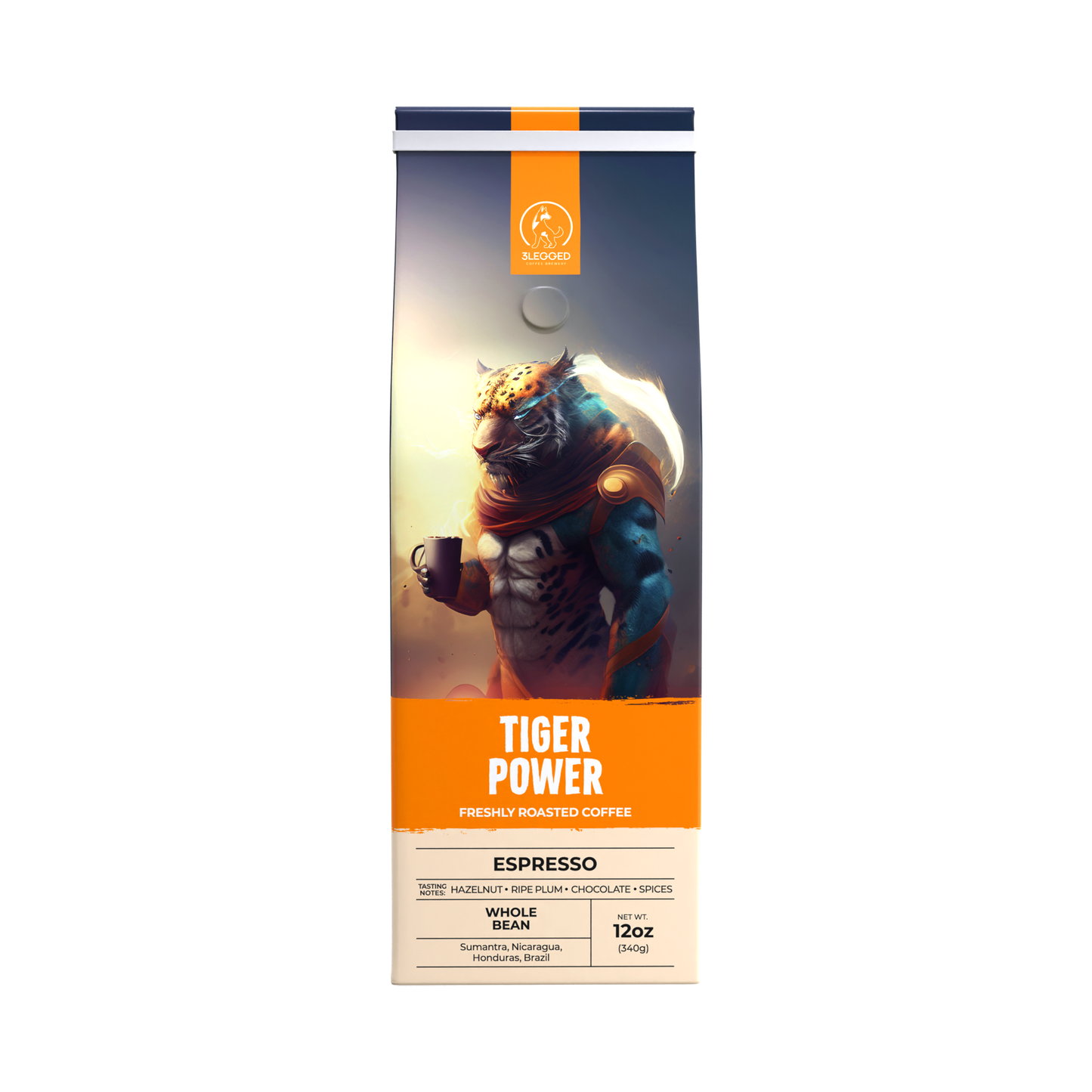 Tiger Power Espresso Whole Beans 12oz Bag