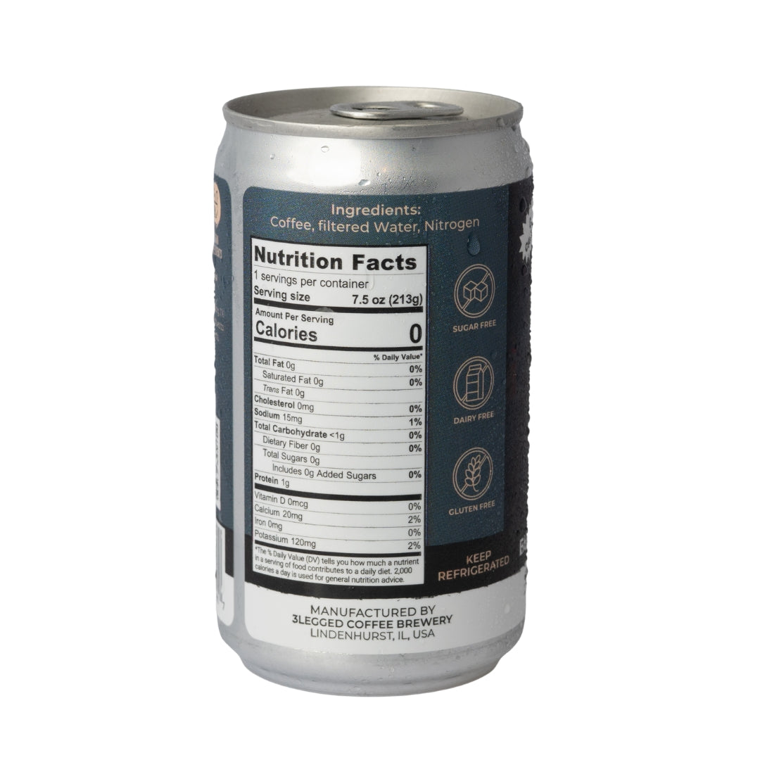 Black Unsweetened Nitro Cold Brew – 3Legged Coffee Brewery
