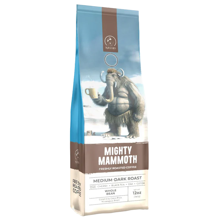 Mighty Mammoth Medium-Dark Roast Beans 12oz Bag