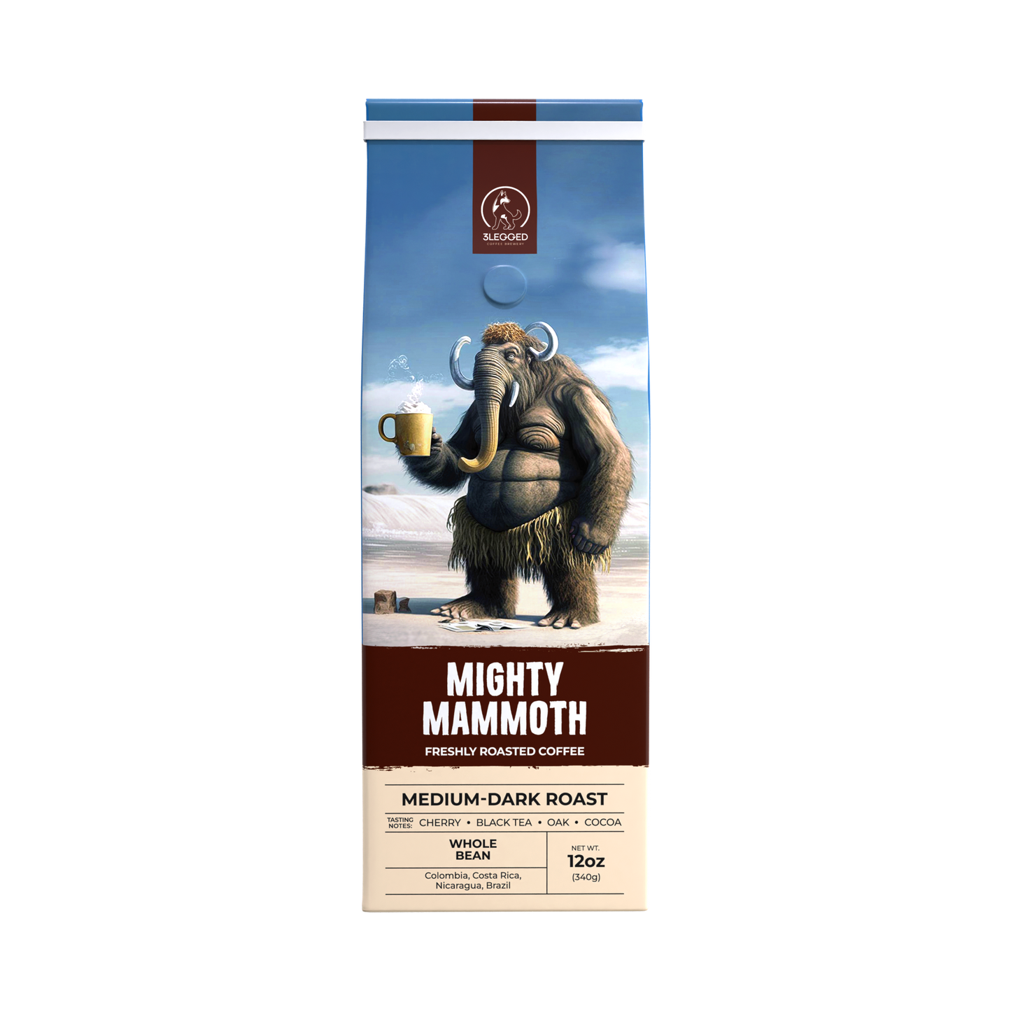 Mighty Mammoth Medium-Dark Roast Beans 12oz Bag